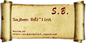 Sajben Bálint névjegykártya
